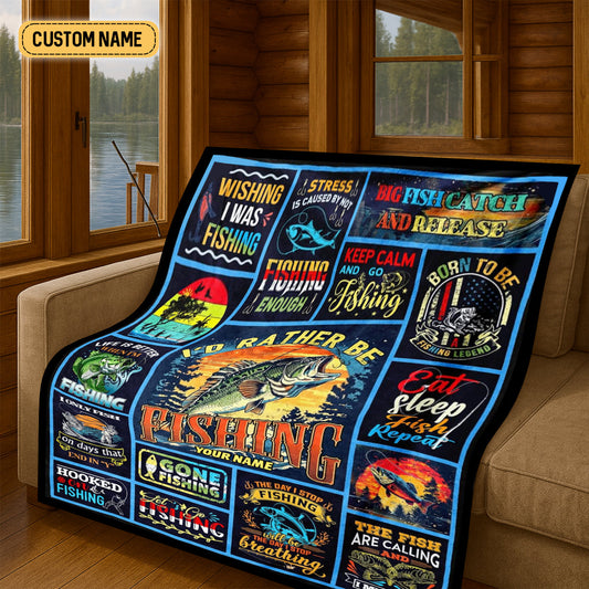 Maxcorners Big Fish Catch And Release Custom Name Blanket, Gift For Fishing Lover, Presents For Fishermen LM0201