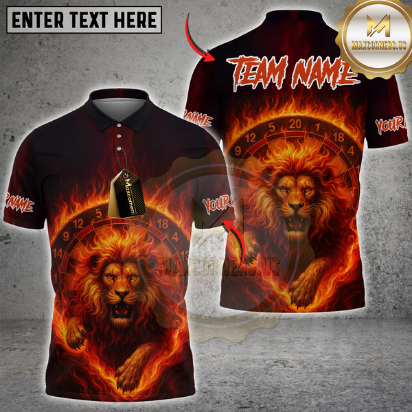 Maxcorners Darts Fire Lion Multicolor Customized Name, Team Name 3D Shirts