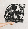 Maxcorners Personalized Deer and Fish Hunting Metal Sign WITH LED/WITHOUT LED, Rustic Cabin Wall Decor, Wildlife Outdoor Lodge Gift LM0110