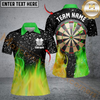 Maxcorners Green And Yellow Fire Dartboard Women Darts Polo Shirts Custom Dart Shirts For Team Dart Jerseys