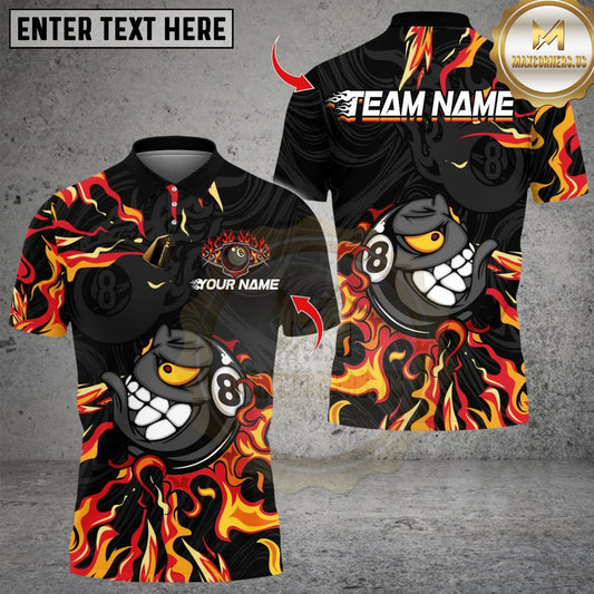 Maxcorners Flaming Angry Billiards Multicolor Customized Name, Team Name 3D Shirt