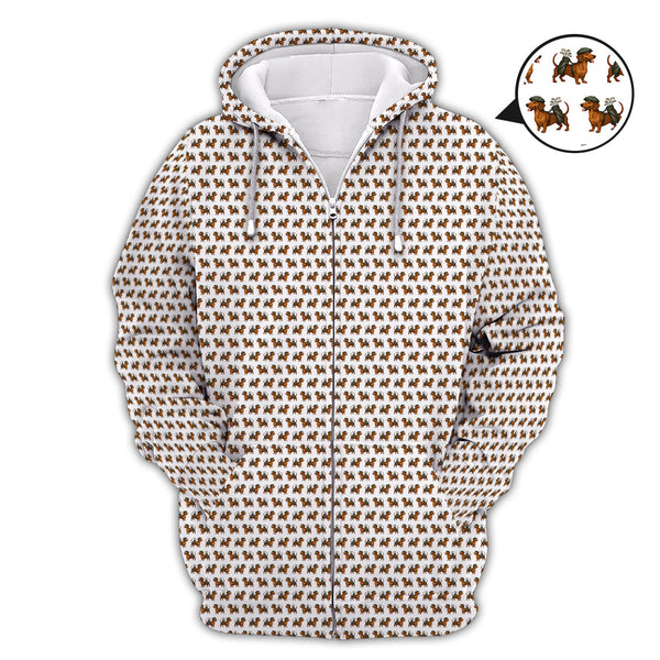 Maxcorners Dachshund Pattern Golf Polos, Crazy Dachshund Golf Shirt For Men, Funny Golf Shirt