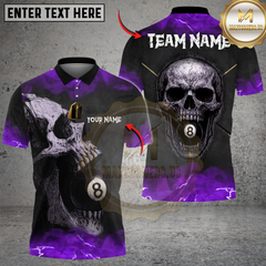 Maxcorners Billiards Ball 8 Skull Thunder Personalized Name Shirt (4 Colors)
