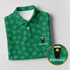 Maxcorners Vitamin G Shamrock Pattern Golf And Beer Green Golf Shirt, St Patrick's Day Golf Shirt, Polo Shirts For Men