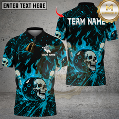 Maxcorners Bowling Flame Skull  Multicolor Customized Name, Team Name 3D Shirts