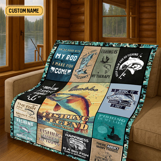 Maxcorners Born To Be A Fishing Legend Custom Name Blanket, Fishing Blanket, Presents For Fishermen, Gift For Fishing Lover LM0201