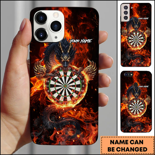 Maxcorners Fire Dragon Flame Dartboard Fantasy Style Personalized Name 3D Phone Case