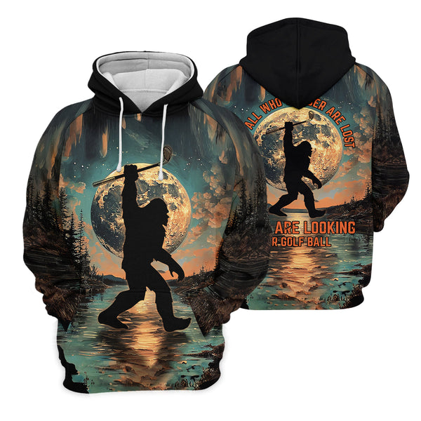 Maxcorners Not All Who Wander Are Lost Funny Bigfoot Men's Golf Polo Shirt, Golfers Gift, Funny Golf Shirt