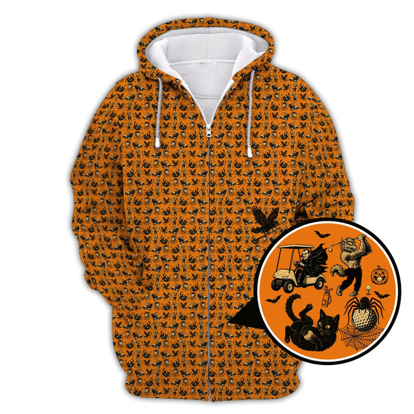 Maxcorners Funny Pattern Golf Shirt, Halloween Golf Shirt For Golfer, Golf Gift For Men