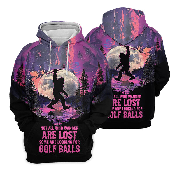 Maxcorners Not All Who Wander Are Lost Bigfoot Custom Men's Golf Polo Shirt, Funny Golf Shirt, Gift For Golfers