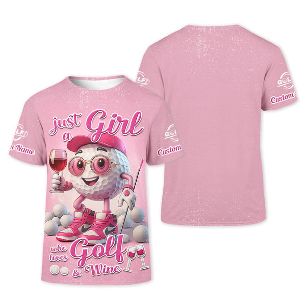 Maxcorners Just A Girl Who Loves Golf And Wine Custom Womens Golf Polo Shirt, Womens Golf Gifts