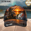 Maxcorners Fishing Skull Angler Sunset Lake Personalized 3D Cap
