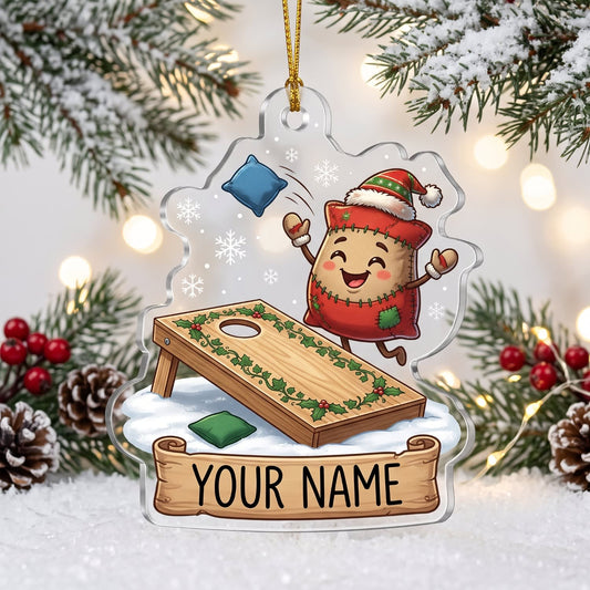 Maxcorners Cornhole Santa Cornhole Player Design Customized Name 3D Keychain And Ornament