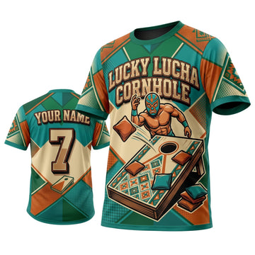 Maxcorners Cornhole Lucky Lucky Cornhole Bear Personalized Name 3D Unisex Shirt