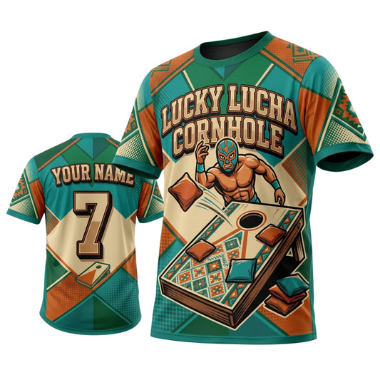 Maxcorners Cornhole Lucky Lucky Cornhole Bear Personalized Name 3D Unisex Shirt
