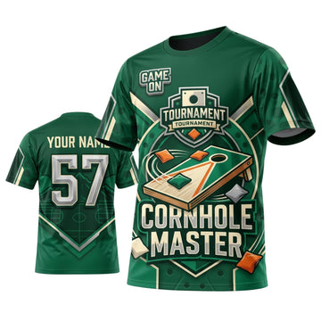 Maxcorners Cornhole Green Cornhole Master Personalized Name 3D Unisex Shirt