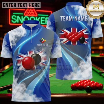 Maxcorners Snooker Blue White Union Jack Splash Personalized Name 3D Unisex Shirt