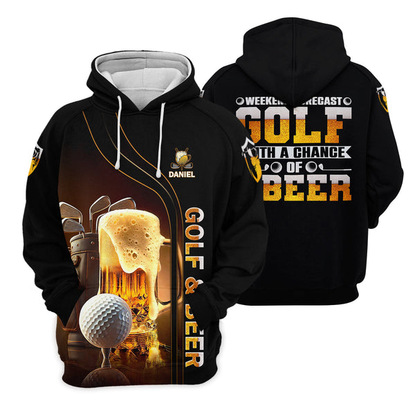 Maxcorners Weekend Forecast Golf With A Change Of Beer Custom Golf Polo Shirt, Mens Golf Gift, Golf Lover Gift