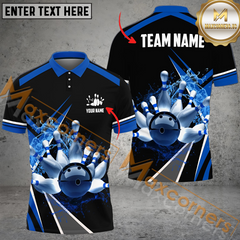 Maxcorners Ball And Pins Layer Bowling Jersey Multicolor Option Customized Name, Team Name 3D Polo Shirt