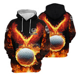 Maxcorners Fire Golf Ball Custom Men's Golf Polo Shirt, Golfing Apparel, Golf Gifts For Men