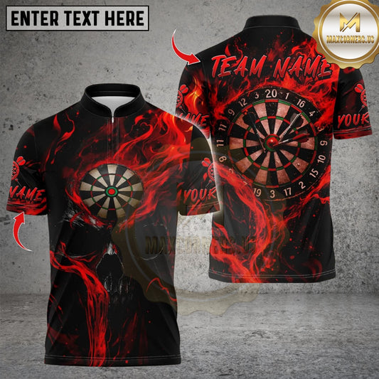 Maxcorners Darts Skull Flame Dartboard Design Multicolor Customized Name, Team Name 3D Shirts