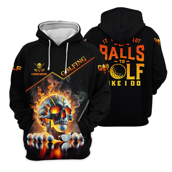 Maxcorners It Takes A Lot Of Balls To Golf Like I Do Custom Men's Golf Polo Shirt, Skull Golf Shirt, Funny Golf Shirt