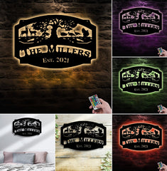 Maxcorners Personalized Hunting Metal Sign WITH LED/WITHOUT LED Light Deer Turkey Scene Custom Name Metal Wall Art Hunter Gift Rustic Cabin Decor LM0110