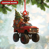 Maxcorners Personalized Funny Deer Truck Acrylic Christmas Ornament - Custom Name Gift for Hunters & Outdoor Lovers LM0411