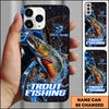 Maxcorners Trout Fishing Blue Flame Smoke Line Premium Style Sport Personalized Name Phone Case