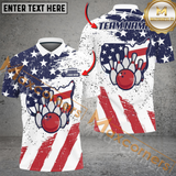 Maxcorners USA Flag Map Bowling Jersey Customized Name, Team Name 3D Shirt