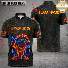 Maxcorners Neon Funny Ball Flame Bowling Jersey Personalized Name 3D Unisex Shirt