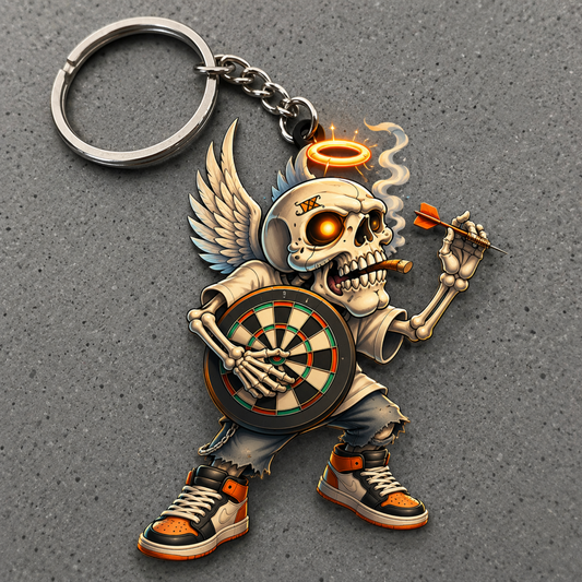 Maxcorners Darts Angelic Skeleton 3D Keychain And Ornament