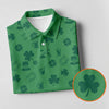 Maxcorners Leprechaun Hat Shamrock Beer Dark Green Seamless Pattern St. Patrick’s Day Golf Shirt, Golf Shirts For Men