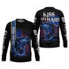 Maxcorners Kiss My Bass Patriotic Fishing Shirt, SPF Shirt, Funny Fishing Shirt, Fishing Shirts For Men, Bass Fishing