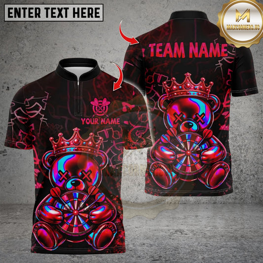 Maxcorners Darts King Bear Dartboard Design Multicolor Customized Name, Team Name 3D Shirts