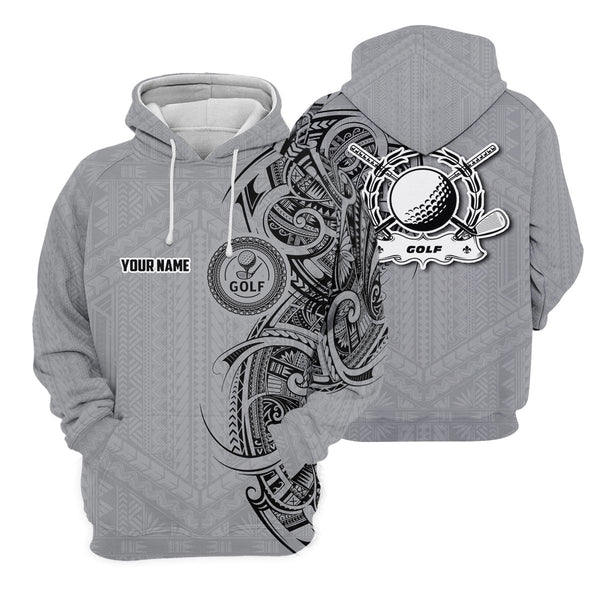 Maxcorners Strike Grey Tribal Tattoo Custom Men's Golf Polo Shirt, Funny Golf Shirt, Dad Golf Gift