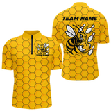 Maxcorners Custom Honeycomb Pattern Bee Bowling Team Men Polo Shirts, Bowling League Shirts LM154