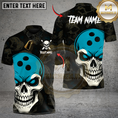 Maxcorners Bowling Skull Ball Multicolor Customized Name, Team Name 3D Shirts