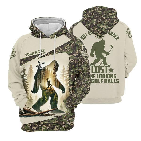 Maxcorners Not All Who Wander Are Lost Bigfoot Custom Men's Golf Polo Shirt, Golfing Apparel, Golf Gifts For Men