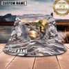 Maxcorners Fishing Blue Camo Fishing Illustration with Dynamic Splash Personalized Name 3D Bucket Hat (13 Fish Species)
