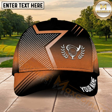 Maxcorners Golf Geometric Stripe Laurels Ball Emblem Personalized Name 3D Classic Cap
