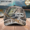 Maxcorners Fishing Gray Reed Camo Water Splash Personalized Name 3D Cap (12 Fish Species)