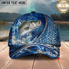 Maxcorners Fishing Ocean Scale Dynamic Splash Personalized Name 3D Cap (12 Fish Species)
