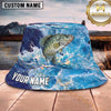 Maxcorners Fishing Bright Ocean Wave Splash Personalized 3D Bucket Hat (13 Fish Species)