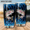 Maxcorners Fishing Tumbler Electric Blue Fire Design Personalized Name Tumbler (13 Species)