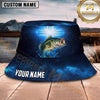 Maxcorners Fishing Green Camo Fishing Adventure with Dynamic Splash Personalized Name 3D Bucket Hat (13 Fish Species)
