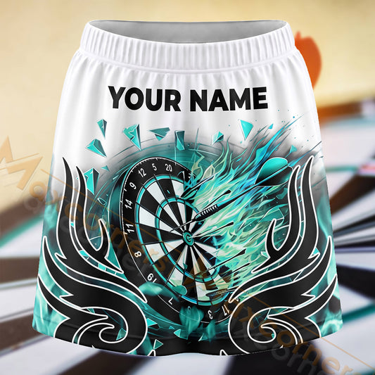 Maxcorners Darts Turquoise Flame Dartboard Personalized 3D Skort, Skirts With Shorts
