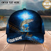 Maxcorners Fishing Midnight Blue Cross Galaxy Splash Personalized Name 3D Cap (12 Fish Species)
