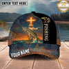 Maxcorners Fishing Faith Cross Jesus Personalized Name 3D Cap (12 Fish Species)