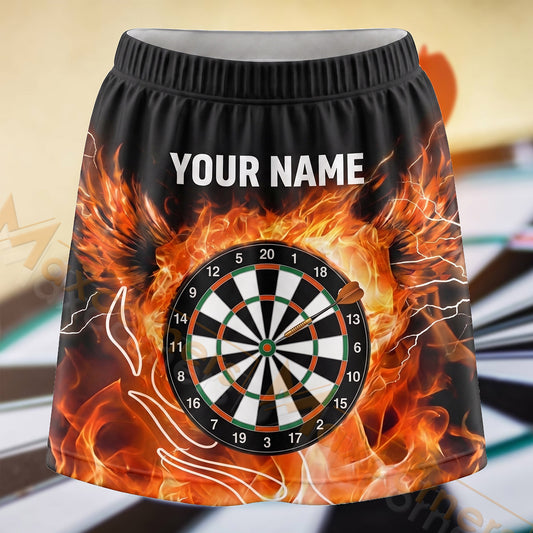 Maxcorners Darts Orange Flame Dartboard Personalized 3D Skort, Skirts With Shorts
